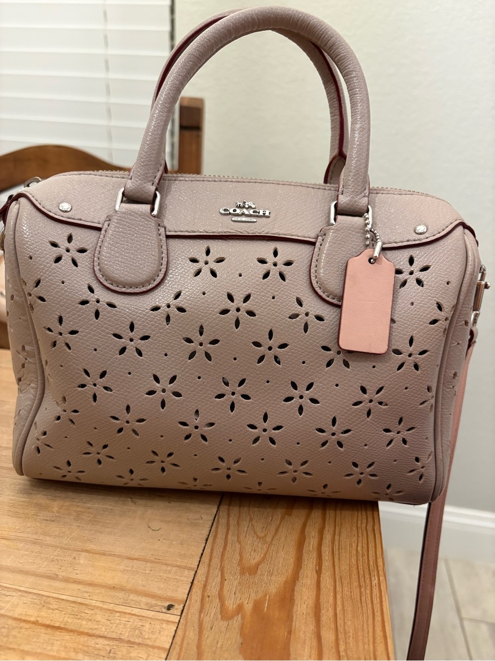 Coach Dusty Rose Perforated Leather Satchel